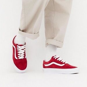 CUSTOM Red Suede Old Skool Vans